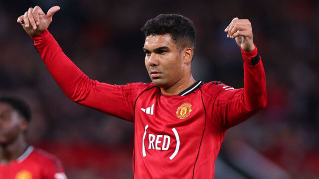 MANCHESTER, ENGLAND - APRIL 27: Casemiro of Manchester United during the Premier League match between Manchester United and Brentford at Old Trafford on April 27, 2026 in Manchester, United Kingdom.