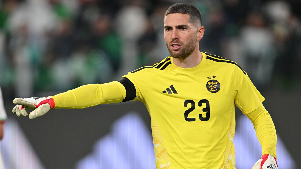 TURIN, ITALY - MARCH 31: Luca Zidane of Algeria issues instructions during an international friendly match between Algeria and Uruguay at Allianz Stadium on March 31, 2026 in Turin, Italy.