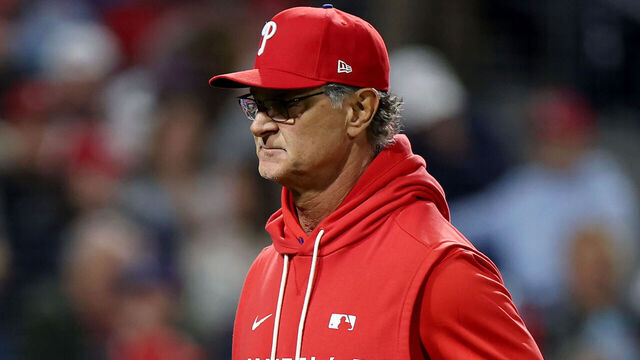 PHILADELPHIA, PENNSYLVANIA - APRIL 28: Don Mattingly, interim manager for the Philadelphia Phillies, walks off the field in the eighth inning during a game against the San Francisco Giants at Citizens Bank Park on April 28, 2026 in Philadelphia, Pennsylvania.