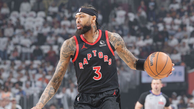 CLEVELAND, OH - APRIL 29: Brandon Ingram #3 of the Toronto Raptors looks to pass the ball during the game against the Cleveland Cavaliers during Round One Game Five of the 2026 NBA Playoffs on April 29, 2026 at Rocket Mortgage FieldHouse in Cleveland, Ohio. NOTE TO USER: User expressly acknowledges and agrees that, by downloading and/or using this Photograph, user is consenting to the terms and conditions of the Getty Images License Agreement. Mandatory Copyright Notice: Copyright 2026 NBAE