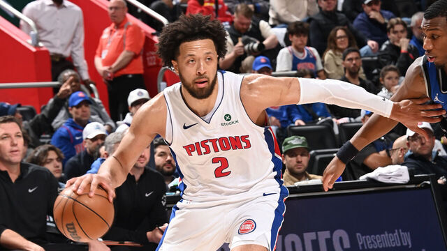 DETROIT, MI - APRIL 29: Cade Cunningham #2 of the Detroit Pistons drives to the basket during the game against the Orlando Magic during Round One Game Five of the 2026 NBA Playoffs on April 29, 2026 at Little Caesars Arena in Detroit, Michigan. NOTE TO USER: User expressly acknowledges and agrees that, by downloading and/or using this photograph, User is consenting to the terms and conditions of the Getty Images License Agreement. Mandatory Copyright Notice: Copyright 2026 NBAE