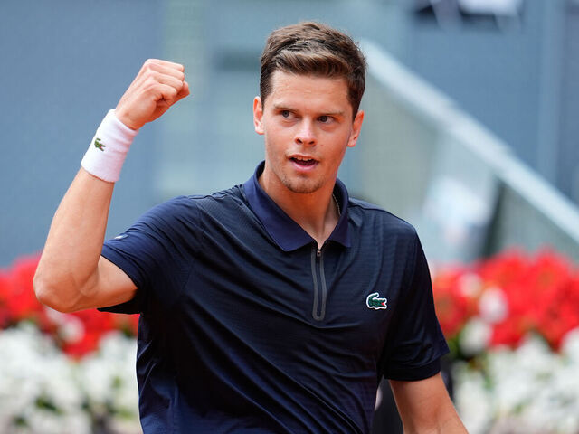 MADRID, SPAIN - APRIL 30: Alexander Blockx of Belgium celebrates the victory against Casper Ruud of Norway during the Mutua Madrid Open 2026 at La Caja Magica on April 30, 2026 in Madrid, Spain.