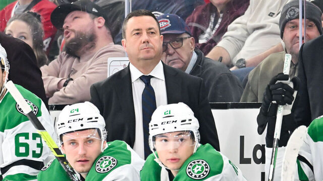 MONTREAL, CANADA - JANUARY 11: Assistant coach Misha Donskov of the Dallas Stars handles bench duties during the first period against the Montreal Canadiens at the Bell Centre on January 11, 2025 in Montreal, Quebec, Canada. The Dallas Stars defeated the Montreal Canadiens 2-1 in a shootout.
