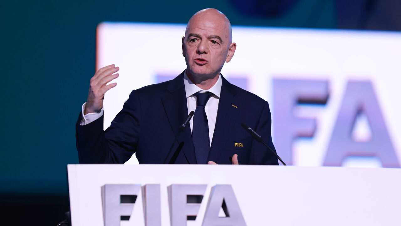 VANCOUVER, BRITISH COLUMBIA - APRIL 30: Gianni Infantino, President of FIFA, speaks during the 76th FIFA Congress on April 30, 2026 in Vancouver, British Columbia.