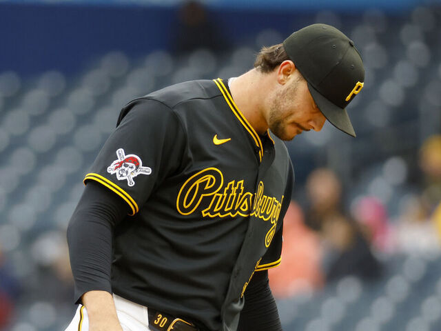 PITTSBURGH, PA - APRIL 30: Paul Skenes #30 of the Pittsburgh Pirates reacts after giving up a two run home run in the first inning against the St. Louis Cardinals at PNC Park on April 30, 2026 in Pittsburgh, Pennsylvania.