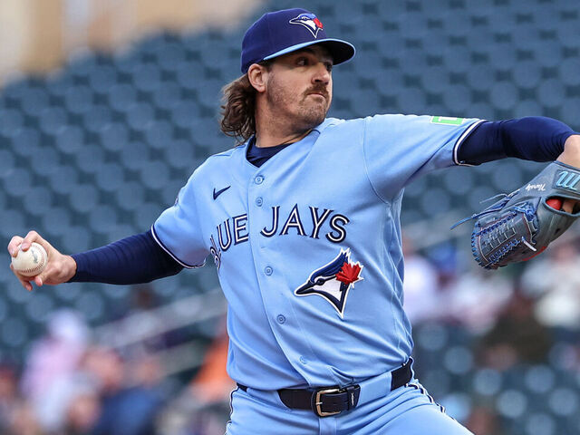 MINNEAPOLIS, MINNESOTA - APRIL 30: Kevin Gausman #34 of the Toronto Blue Jays pitches against the Minnesota Twins in the first inning at Target Field on April 30, 2026 in Minneapolis, Minnesota.