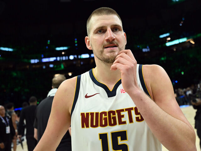 MINNEAPOLIS, MINNESOTA - APRIL 30: Nikola Jokic #15 of the Denver Nuggets walks off the court after being defeated by the Minnesota Timberwolves 110-98 in Game Six of the First Round of the NBA Western Conference Playoffs at Target Center on April 30, 2026 in Minneapolis, Minnesota.