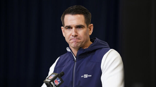 INDIANAPOLIS, IN - FEBRUARY 24: Joe Schoen of the New York Giants speaks during a press conference at the 2026 NFL Scouting Combine on February 24, 2026 in Indianapolis, Indiana.