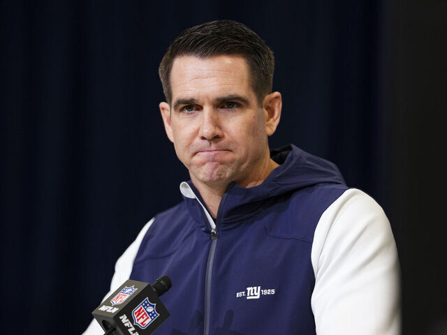 INDIANAPOLIS, IN - FEBRUARY 24: Joe Schoen of the New York Giants speaks during a press conference at the 2026 NFL Scouting Combine on February 24, 2026 in Indianapolis, Indiana.
