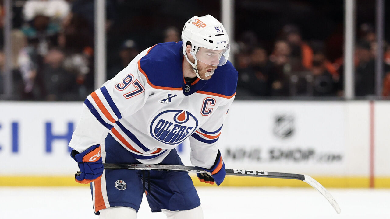 ANAHEIM, CALIFORNIA - APRIL 30: Connor McDavid #97 of the Edmonton Oilers looks on during the third period against the Anaheim Ducks in Game Six of the First Round of the 2026 Stanley Cup Playoffs at Honda Center on April 30, 2026 in Anaheim, California.
