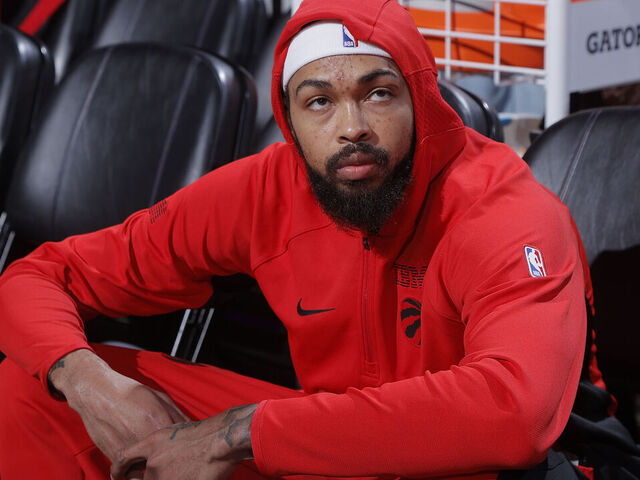 SACRAMENTO, CA - OCTOBER 8: Brandon Ingram #3 of the Toronto Raptors looks on from the bench prior to a NBA Preseason game against the Sacramento Kings on October 8, 2025 at Golden 1 Center in Sacramento, California. NOTE TO USER: User expressly acknowledges and agrees that, by downloading and or using this photograph, User is consenting to the terms and conditions of the Getty Images Agreement. Mandatory Copyright Notice: Copyright 2025 NBAE