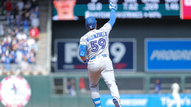 MINNEAPOLIS, MN - MAY 02: Toronto Blue Jays catcher Brandon Valenzuela (59) rounds the bases after hitting a two-run home run during the eighth inning of the MLB game between Toronto Blue Jays and the Minnesota Twins on May 2nd, 2026, at Target Field in Minneapolis, MN.