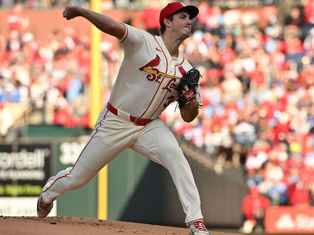 ST LOUIS, MISSOURI - MAY 2: Pitcher Michael McGreevy #36 of the St. Louis Cardinals delivers a pitch against the Los Angeles Dodgers during the first inning at Busch Stadium on May 2, 2026 in St Louis, Missouri.