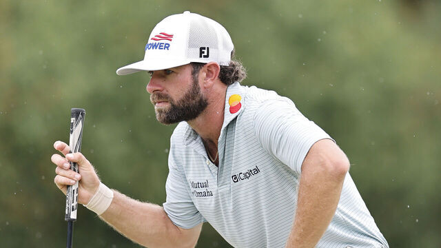 DORAL, FLORIDA - MAY 03: Cameron Young of the United States lines up a putt on the 12th green during the final round of the Cadillac Championship 2026 at Trump National Doral Miami on May 03, 2026 in Doral, Florida.