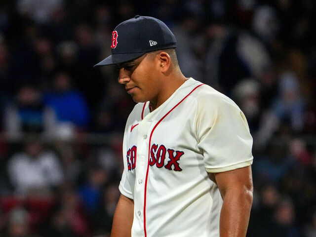 Boston, MA - April 22: Boston Red Sox starting pitcher Ranger Suarez leaves the game in the fifth inning. The Boston Red Sox played the New York Yankees at Fenway Park on April 22, 2026.