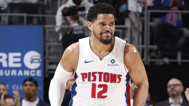 DETROIT, MI - MAY 3: Tobias Harris #12 of the Detroit Pistons looks on during the game against the Orlando Magic during Round One Game Seven of the 2026 NBA Playoffs on May 3, 2026 at Little Caesars Arena in Detroit, Michigan. NOTE TO USER: User expressly acknowledges and agrees that, by downloading and/or using this photograph, User is consenting to the terms and conditions of the Getty Images License Agreement. Mandatory Copyright Notice: Copyright 2026 NBAE