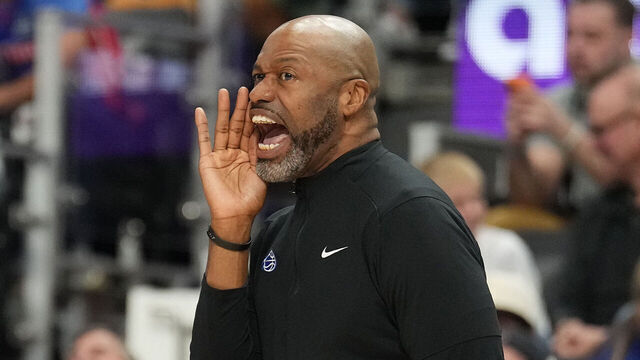 DETROIT, MICHIGAN - MAY 03: Head coach Jamahl Mosley of the Orlando Magic reacts against the Detroit Pistons during the fourth quarter in Game Seven of the First Round of the NBA Eastern Conference Playoffs at Little Caesars Arena on May 03, 2026 in Detroit, Michigan.