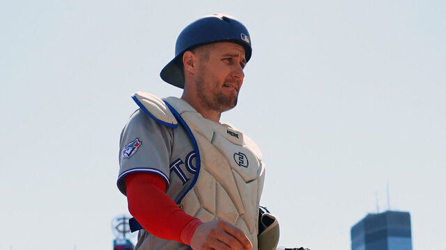 MINNEAPOLIS, MN - MAY 03: Tyler Heineman #55 of the Toronto Blue Jays looks on prior to the game between the Toronto Blue Jays and the Minnesota Twins at Target Field on Sunday, May 3, 2026 in Minneapolis, Minnesota.