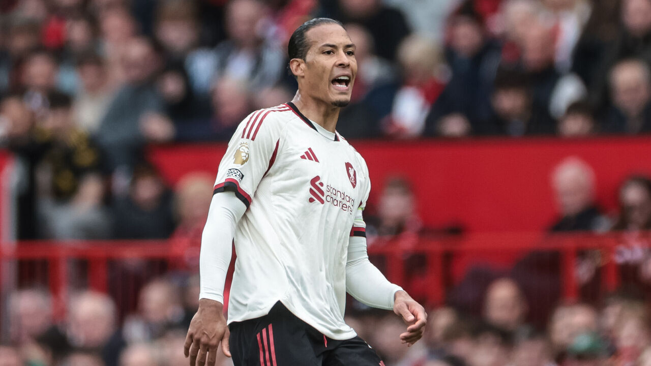 Virgil van Dijk of Liverpool shouts instructions during the Premier League match between Manchester United and Liverpool at Old Trafford, Manchester, United Kingdom, on May 3, 2026.