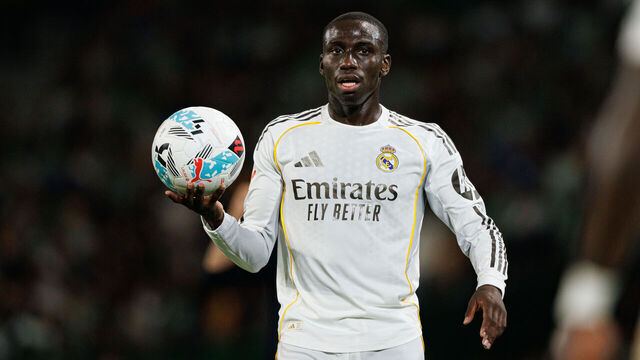 SEVILLA, SPAIN - 2026/04/24: Ferland Mendy of Real Madrid seen in action during LaLiga EA Sports game between Real Betis Balompie and Real Madrid CF at Estadio La Cartuja stadium. Final Score; Real Madrid 1:1 Real Betis Balompie.