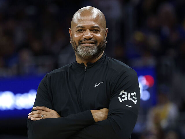 SAN FRANCISCO, CALIFORNIA - MARCH 08: Head coach J.B. Bickerstaff of the Detroit Pistons looks on against the Golden State Warriors during the second half of an NBA basketball game at Chase Center on March 08, 2025 in San Francisco, California.