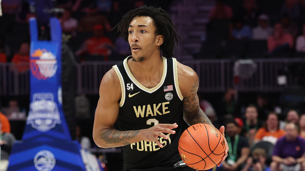 CHARLOTTE, NC - MARCH 11: Wake Forest Demon Deacons guard Juke Harris (2) during the ACC Men's basketball tournament between the Wake Forest Demon Deacons and the Clemson Tigers on March 11, 2026 at the Spectrum Center in Charlotte, N.C.