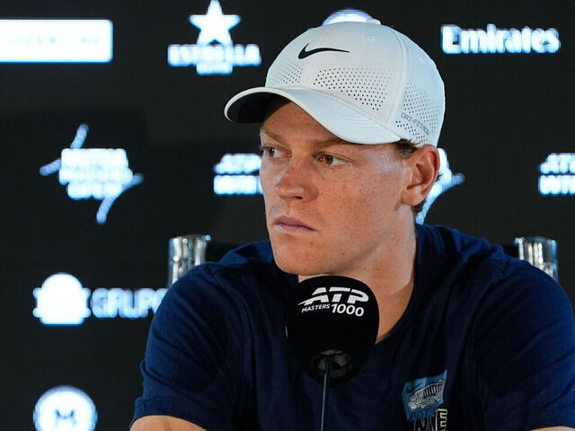 MADRID, SPAIN - MAY 03: Jannik Sinner of Italy attends a press conference after winning against Alexander Zverev of Germany during the Men's Singles Final of Mutua Madrid Open 2026 at La Caja Magica on May 03, 2026 in Madrid, Spain.
