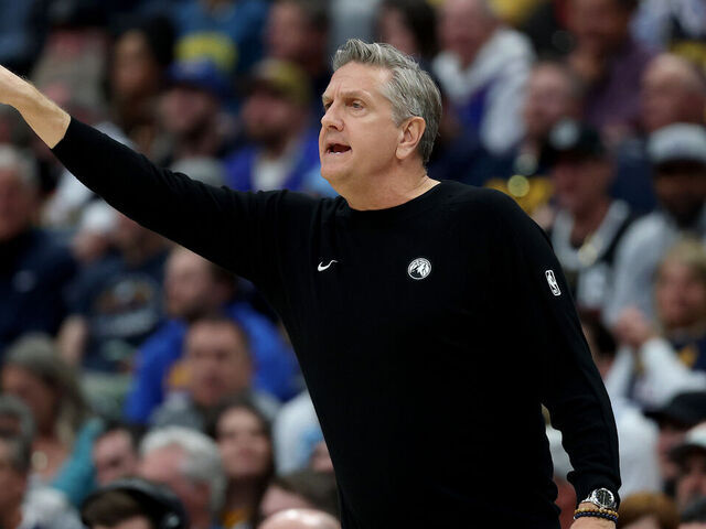 DENVER, COLORADO - APRIL 27: Head coach Chris Finch of the Minnesota Timberwolves gestures during the first quarter against the Denver Nuggets in Game Five of the First Round of the NBA Western Conference Playoffs at Ball Arena on April 27, 2026 in Denver, Colorado.