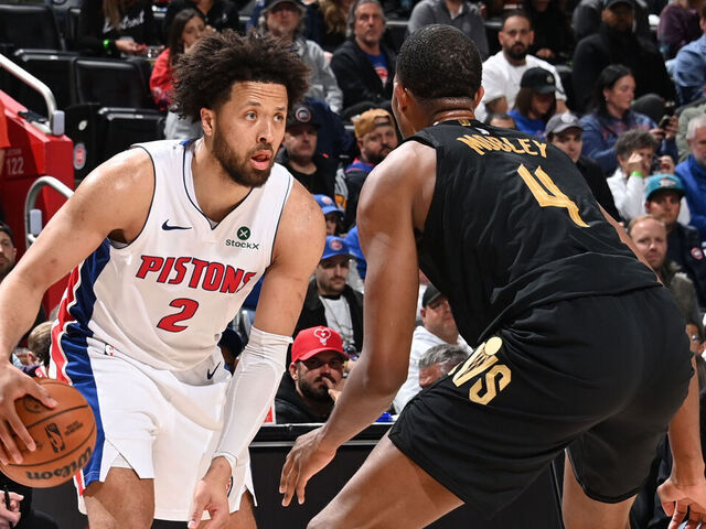 DETROIT, MI - MAY 5: Cade Cunningham #2 of the Detroit Pistons looks to pass the ball during the game against the Cleveland Cavaliers during Round Two Game One of the 2026 NBA Playoffs on May 5, 2026 at Little Caesars Arena in Detroit, Michigan. NOTE TO USER: User expressly acknowledges and agrees that, by downloading and/or using this photograph, User is consenting to the terms and conditions of the Getty Images License Agreement. Mandatory Copyright Notice: Copyright 2026 NBAE