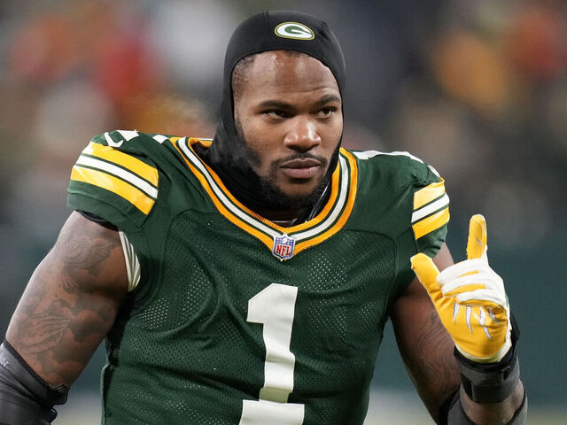 GREEN BAY, WISCONSIN - DECEMBER 07: Micah Parsons #1 of the Green Bay Packers leaves the field after defeating the Chicago Bears 28-21 at Lambeau Field on December 07, 2025 in Green Bay, Wisconsin.