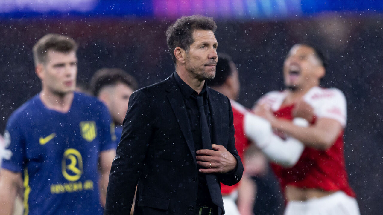 LONDON, ENGLAND - MAY 5: Diego Simeone manager of Atlético de Madrid after their sides defeat during the UEFA Champions League 2025/26 Semi Final Second Leg match between Arsenal FC and Atletico de Madrid at Arsenal Stadium on May 5, 2026 in London, England.
