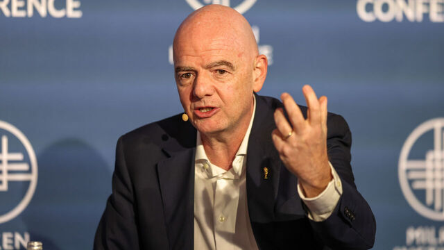 LOS ANGELES, CALIFORNIA - MAY 5: FIFA President Gianni Infantino during Milken Institute Global Conference: A conversation with FIFA President Gianni Infantino on May 5, 2026 in Los Angeles, California.