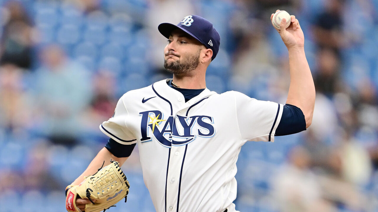 ST PETERSBURG, FLORIDA - MAY 06: Shane McClanahan #18 of the Tampa Bay Rays delivers a pitch in the first inning against the Toronto Blue Jays at Tropicana Field on May 06, 2026 in St Petersburg, Florida.