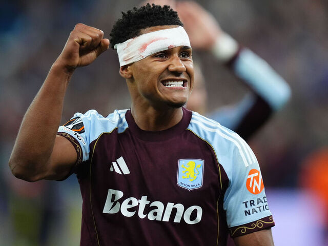 Aston Villa's Ollie Watkins celebrates the win after the UEFA Europa League match at Villa Park, Birmingham. Picture date: Thursday May 7, 2026.