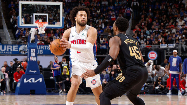 DETROIT, MI - MAY 7: Cade Cunningham #2 of the Detroit Pistons handles the ball during the game against the Cleveland Cavaliers during Round Two Game Two of the 2026 NBA Playoffs on May 7, 2026 at Little Caesars Arena in Detroit, Michigan. NOTE TO USER: User expressly acknowledges and agrees that, by downloading and/or using this photograph, User is consenting to the terms and conditions of the Getty Images License Agreement. Mandatory Copyright Notice: Copyright 2026 NBAE