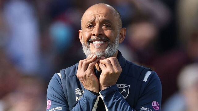 LONDON, ENGLAND - APRIL 25: Nuno Espirito Santo Manager of West Ham United during the Premier League match between West Ham United and Everton at London Stadium on April 25, 2026 in London, England.