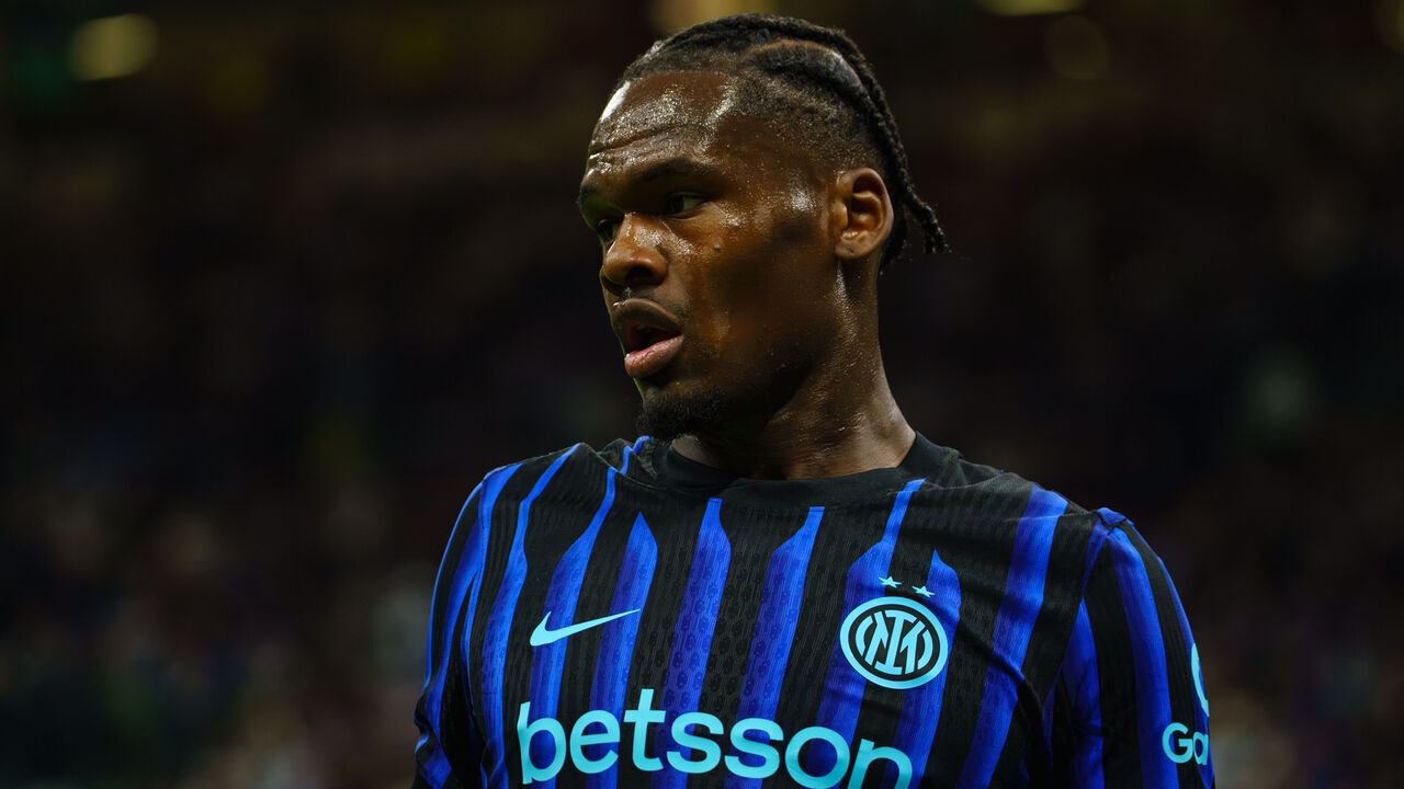 Ange-Yoan Bonny of FC Internazionale during the Italian Serie A football match between FC Internazionale and Parma Calcio 1913 at Giuseppe Meazza Stadium in Milan, Italy, on May 3, 2026.