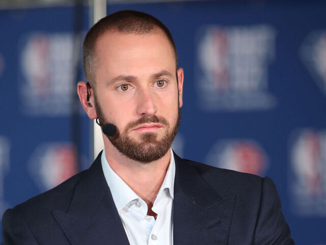 NEW YORK, NY - JULY 29: ESPN NBA Draft Analyst Mike Schmitz reports during the 2021 NBA Draft on July 29, 2021 at the Barclays Center, New York. Mandatory Copyright Notice: Copyright 2021 NBAE