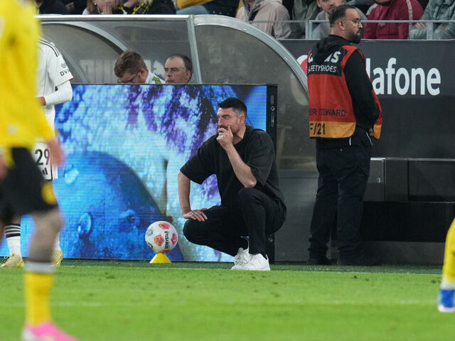 Albert Riera (Eintracht Frankfurt) looks on during match day 33 1.Bundesliga, Borussia Dortmund and Eintracht Frankfurt, Signal Iduna Park, Dortmund, Germany on May 08 2026.