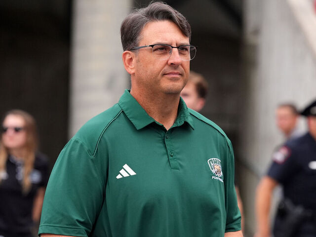 COLUMBUS, OHIO - SEPTEMBER 13: Head coach Brian Smith of the Ohio Bobcats arrives at Ohio Stadium prior to the game again against the Ohio State Buckeyes on September 13, 2025 in Columbus, Ohio.