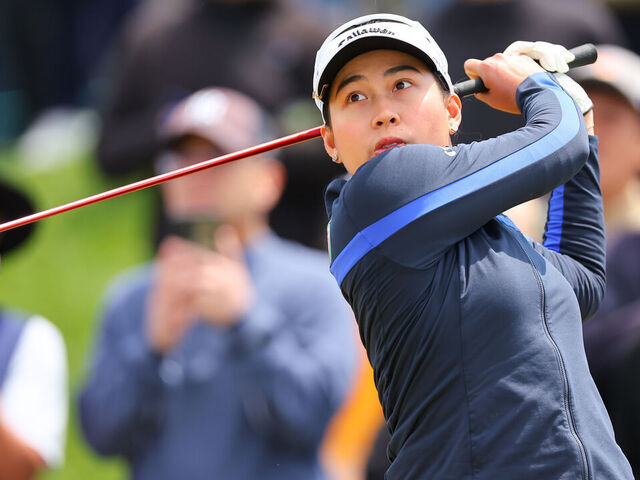 WEST CALDWELL, NJ - MAY 08: Jeeno Thitikul of Thailand tees off at the Tenth tee during the second round of the Mizuho Americas Open on May 7, 2026 at Mountain Ridge Country Club in West Caldwell, New Jersey.