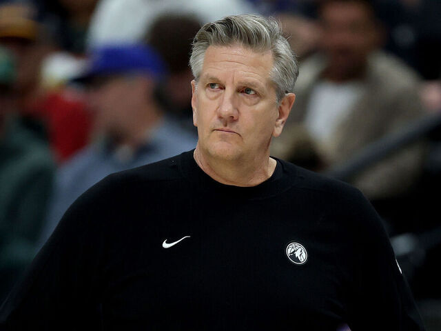 DENVER, COLORADO - APRIL 27: Head coach Chris Finch of the Minnesota Timberwolves looks on during the first quarter against the Denver Nuggets in Game Five of the First Round of the NBA Western Conference Playoffs at Ball Arena on April 27, 2026 in Denver, Colorado.