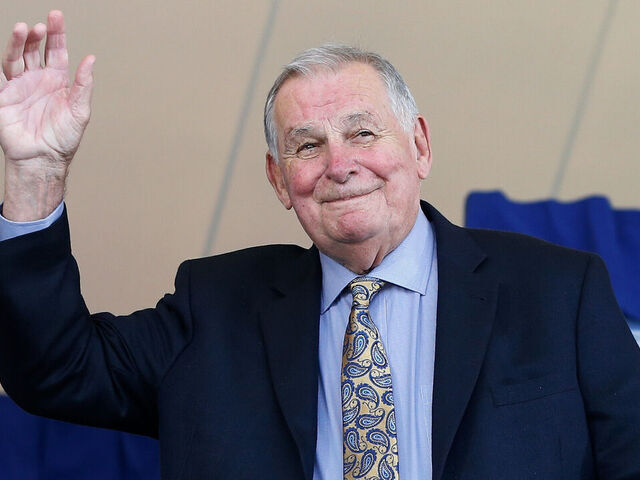 COOPERSTOWN, NY - JULY 29: Hall of Famer Bobby Cox is introduced at Clark Sports Center during the Baseball Hall of Fame induction ceremony on July 29, 2018 in Cooperstown, New York.