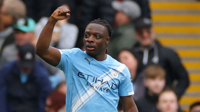 MANCHESTER, ENGLAND - MAY 9: Jeremy Doku of Manchester City celebrates after he scored for 1-0 during the Premier League match between Manchester City and Brentford at Etihad Stadium on May 9, 2026 in Manchester, United Kingdom.
