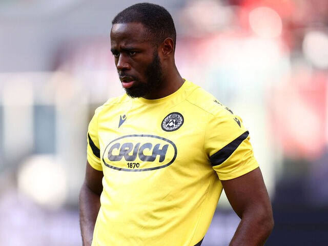 Milan, Italy - April 11: Keinan Davis of Udinese Calcio during warm up before the Serie A match between AC Milan and Udinese Calcio at Stadio Giuseppe Meazza (San Siro) on April 11, 2026 in Milan Italy.