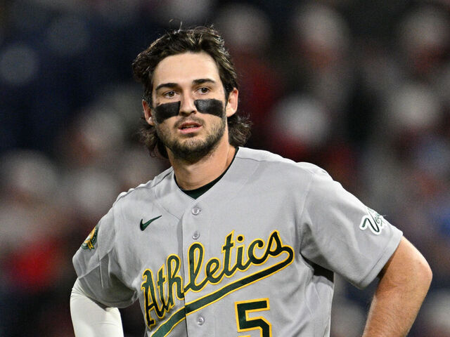 PHILADELPHIA, PA - MAY 07: Athletics shortstop Jacob Wilson #5 is shown during the game between the Philadelphia Phillies and the Athletics on May 7th, 2026 at Citizens Bank Park in Philadelphia, PA.