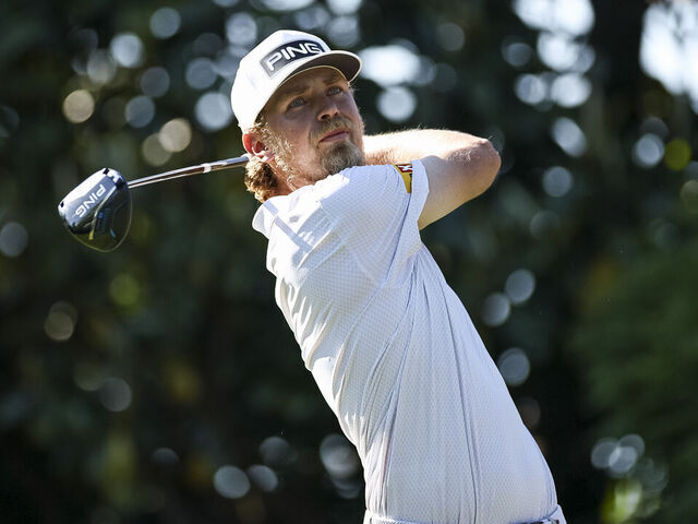 CHARLOTTE, NORTH CAROLINA - MAY 10: Kristoffer Reitan of Norway hits a tee shot on the 16th hole during the final round of the Truist Championship 2026 at Quail Hollow Country Club on May 10, 2026 in Charlotte, North Carolina.