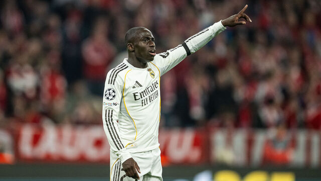 MUNICH, GERMANY - APRIL 15: Ferland Mendy of Real looks on during the UEFA Champions League 2025/26 Quarter-Final Second Leg match between FC Bayern München and Real Madrid CF at Football Arena Munich on April 15, 2026 in Munich, Germany.