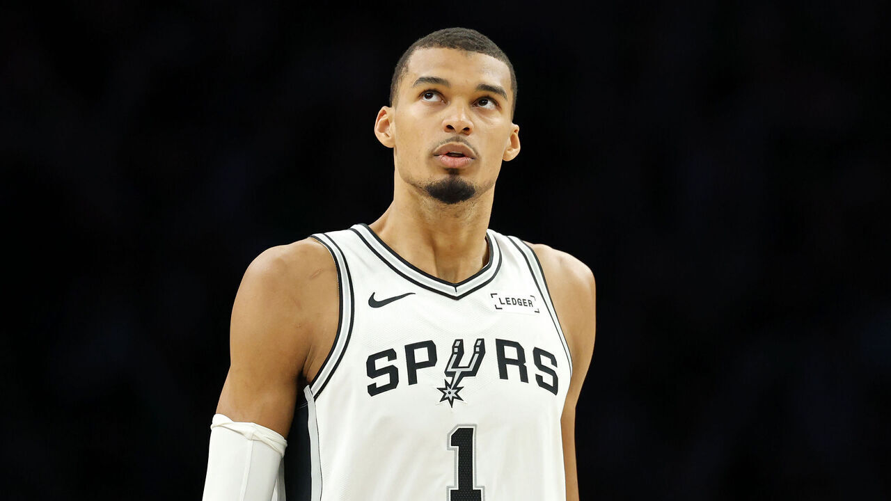 MINNEAPOLIS, MINNESOTA - MAY 10: Victor Wembanyama #1 of the San Antonio Spurs looks on during the first quarter against the Minnesota Timberwolves in Game Four of the Second Round of the NBA Western Conference Playoffs at Target Center on May 10, 2026 in Minneapolis, Minnesota.