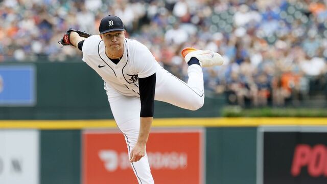 DETROIT, MI - JULY 9: Tarik Skubal #29 of the Detroit Tigers pitches against the Toronto Blue Jays during the second inning at Comerica Park on July 9, 2023 in Detroit, Michigan.